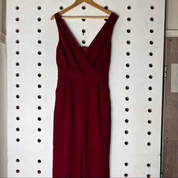 NEW Lulu’s Kiska Burgundy Lace Wide Leg Jumpsuit - Picture 2 of 5